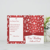 Rood en wit Snowflakes Wedding Programma (Staand voorkant)