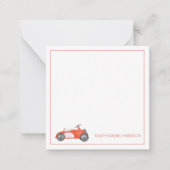 Rood en Wit  Speelgoed Auto Gepersonaliseerd Notitiekaartje (Voorkant)