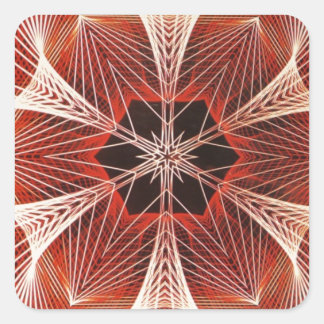 Rood en Wit Spinnenweb Fractal Art Gifts Vierkante Sticker