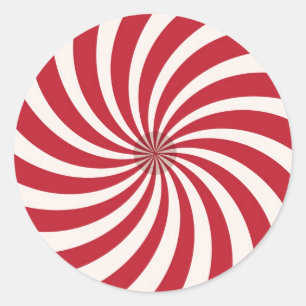 ROOD EN WIT SPIRAAL VINTAGE KERSTMIS STICKERS
