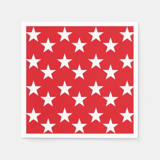 Rood en Wit Ster Print Papieren servetten (Voorkant)