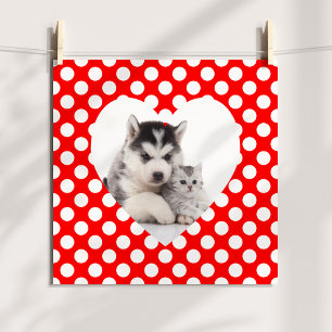 Rood en Wit Stippenhart Foto Poster