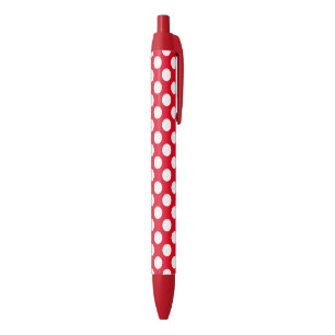 Rood en Wit Stippenpatroon Blauwe Inkt Pen