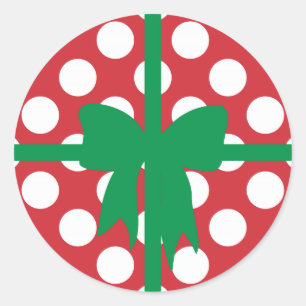 Rood en Wit Stippenpatroon Kerstmis Ronde Sticker