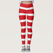 Rood- en wit strempatroon leggings (Voorkant)