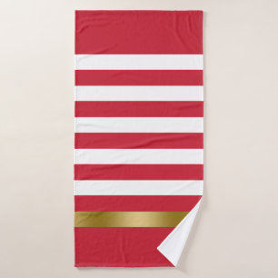 Rood en wit strepen goud accent badhanddoek