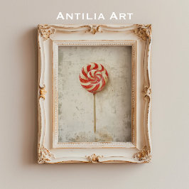 Rood en Wit Swirl Lollipop Kerst Snoep Poster