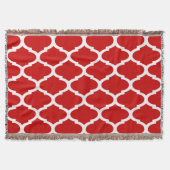 Rood en wit Trellis Quatrefoil Patroon Deken (Voorkant)