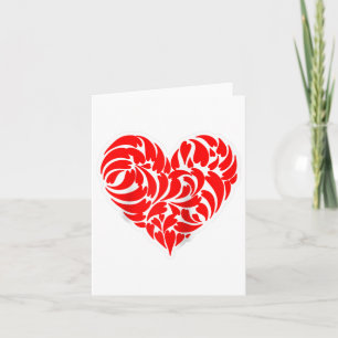 Rood en wit tribale hart tattoo stijl ontwerp plez kaart