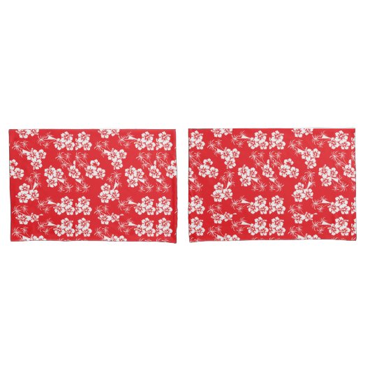 Rood en Wit Tropisch Kussensloop (Voorkant-Set)