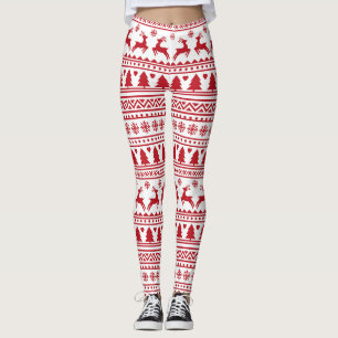 Rood en Wit Trui Patroon Leggings