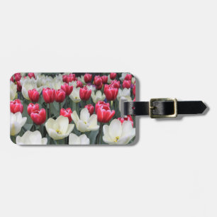 Rood en wit Tulps Bagagelabel op maat