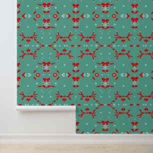Rood en Wit Vakantie Boog Patroon Behang