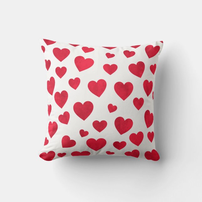 Rood en wit Valentijnsdag Pillow met rood geluid Kussen (Voorkant)