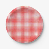 Rood en wit vervaagd Gingham-ontwerp Papieren Bordje (Voorkant)