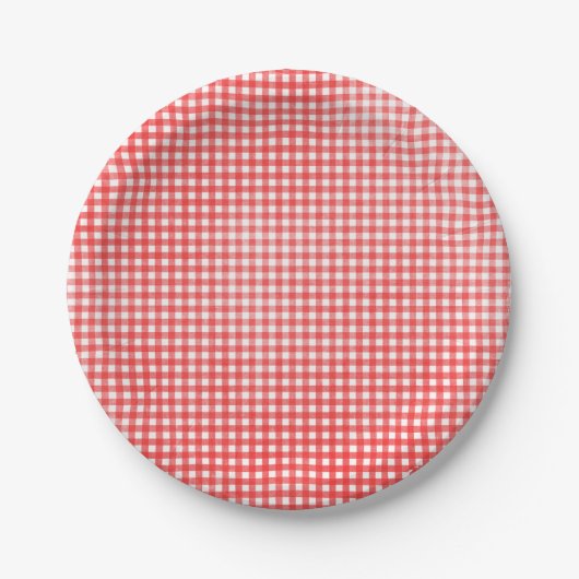 Rood en wit vervaagd Gingham-ontwerp Papieren Bordje (Voorkant)
