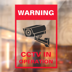 Rood en Wit Vet Waarschuwing Beveiliging Metaal A- Raamsticker