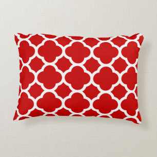 Rood en wit vierlobbig patroon decoratief kussen