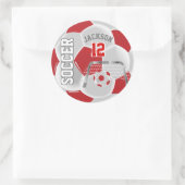 Rood en wit Voetbal Ronde Sticker (Tas)