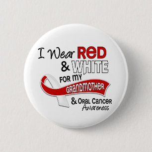 Rood en wit voor mijn grootmoeder 42 orale kanker ronde button 5,7 cm