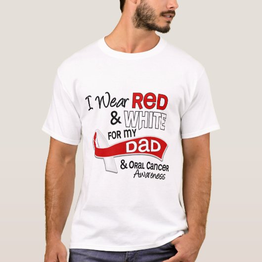 Rood en wit voor pap orale kanker t-shirt (Voorkant)