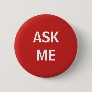Rood en wit Vraag me vrijwilliger Button