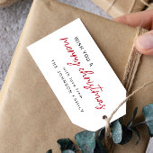 Rood en wit vrolijk kerstfeest cadeaulabel