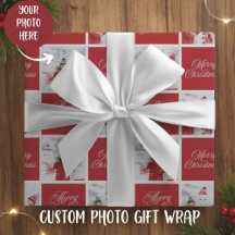 Rood en wit Vrolijk Kerstfeest Custom Photo Holida