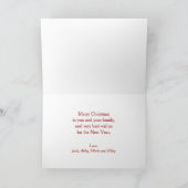 Rood en wit Vrolijk Kerstfeest Drie Foto Classic Feestdagen Kaart (Binnen)