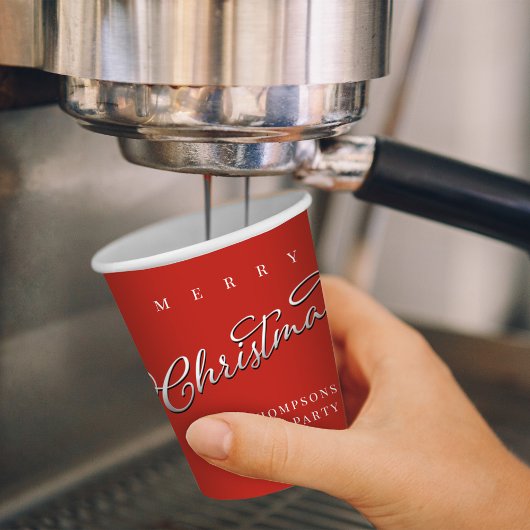 Rood en Wit Vrolijk Kerstscript Custom Papieren Bekers