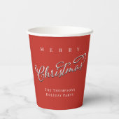 Rood en Wit Vrolijk Kerstscript Custom Papieren Bekers (Achterkant)