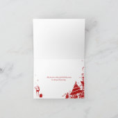 Rood en Wit Vrolijke Kerstboom met Herten Kaart (Binnen)