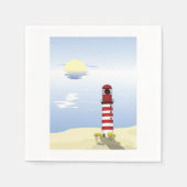 Rood en wit Vuurtoren Papieren servetten (Voorkant)