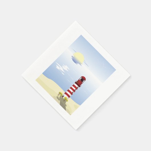Rood en wit Vuurtoren Papieren servetten (Hoek)