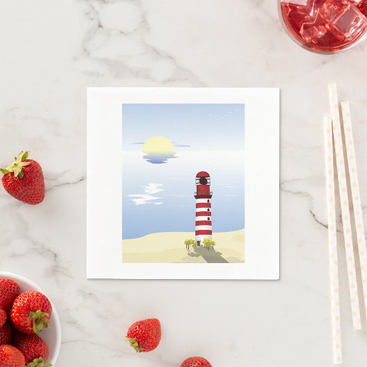 Rood en wit Vuurtoren Papieren servetten
