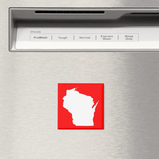 Rood en wit Wisconsin Magneet (Insitu (Vaatwasser))