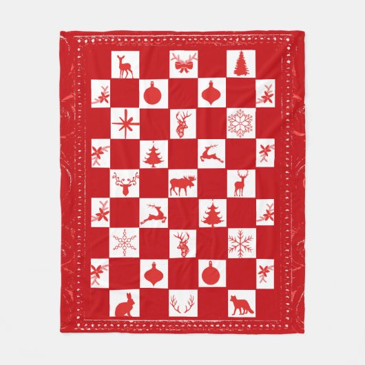 Rood en wit Woodland Fleece Blanket (Voorkant)