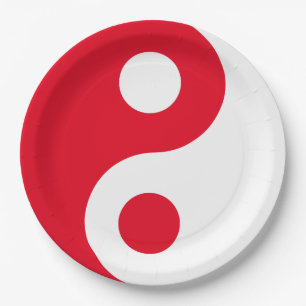 Rood en Wit Yin Yang Papieren Bordje