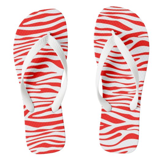 Rood en wit Zebra Teenslippers (Voetbed)