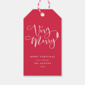 Rood en Wit Zeer Vrolijk Kerstcadeau Labels Cadeaulabel (Voorkant)