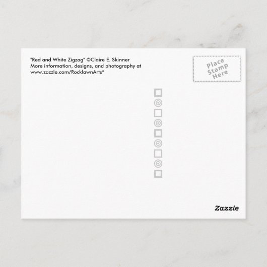 Rood en wit Zigzag Briefkaart (Achterkant)