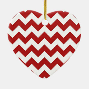 Rood en wit Zigzag Keramisch Ornament