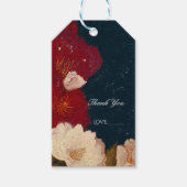 Rood- en witachtig elegant modern Chic Floral Favo Cadeaulabel (Voorkant)