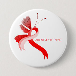 Rood- en witbewustzijn Button voor lint-Butterfly