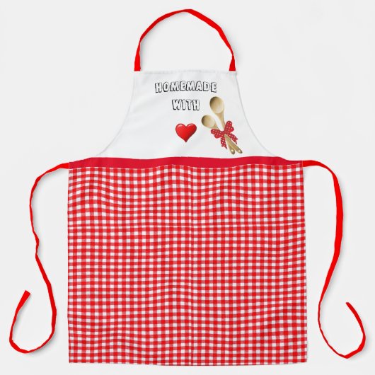 Rood- en witgingham gecontroleerd op afdrukken schort (Voorkant)