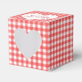 Rood- en witgingham met een hartenbeenderhok bedankdoosjes (Voorkant Zijde)