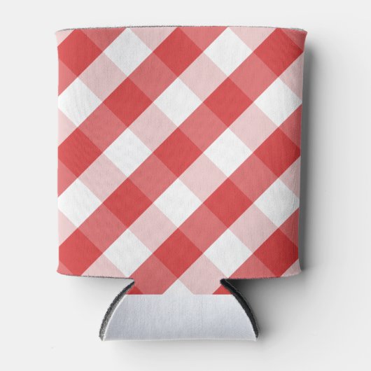 Rood- en witgingham-patroon blikjeskoeler (Voorkant)