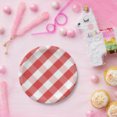 Rood- en witgingham-patroon papieren bordje (Feest)