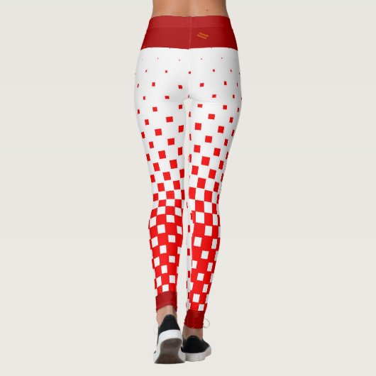 Rood- en witgradiëntcontroles met rode bovenzijde leggings (Achterkant)