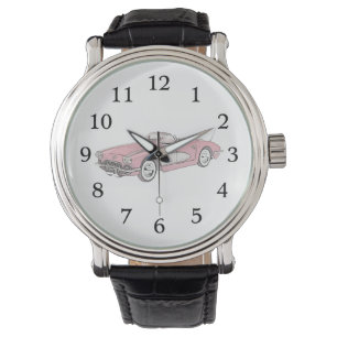 Rood- en witkorvet converteerbare tekening horloge